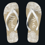 Vintage Bridal Country Rustic Burlap and Lace Jandals<br><div class="desc">Vintage Bridal Country Rustic Burlap and Lace Flip Flops - decorated with a burlap and lace printed background. Use for bridal shower gifts,  Christmas gifts and more.</div>