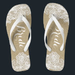 Vintage Bridal Country Rustic Burlap and Lace Jandals<br><div class="desc">Vintage Bridal Country Rustic Burlap and Lace Flip Flops - decorated with a burlap and lace printed background. Use for bridal shower gifts,  Christmas gifts and more.</div>