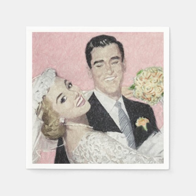 Vintage Bridal Couple Napkin (Front)