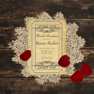 Vintage Bridal Event Ticket Invitation