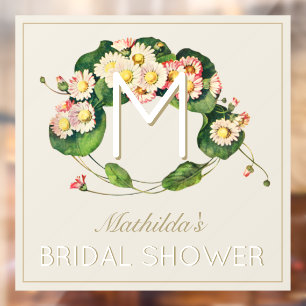 Vintage Bridal Shower Daisies Wreath Girl Monogram
