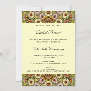 Vintage Bridal Shower, Garden Flowers Butterflies Invitation