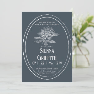 Vintage Bridal Shower Invitation   Dusty Navy