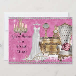 VINTAGE BRIDAL SHOWER INVITATION PINK DAMASK Wallp