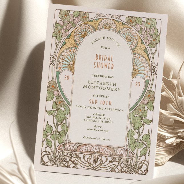Vintage Bridal Shower Invitations Art Nouveau Deco (Creator Uploaded)