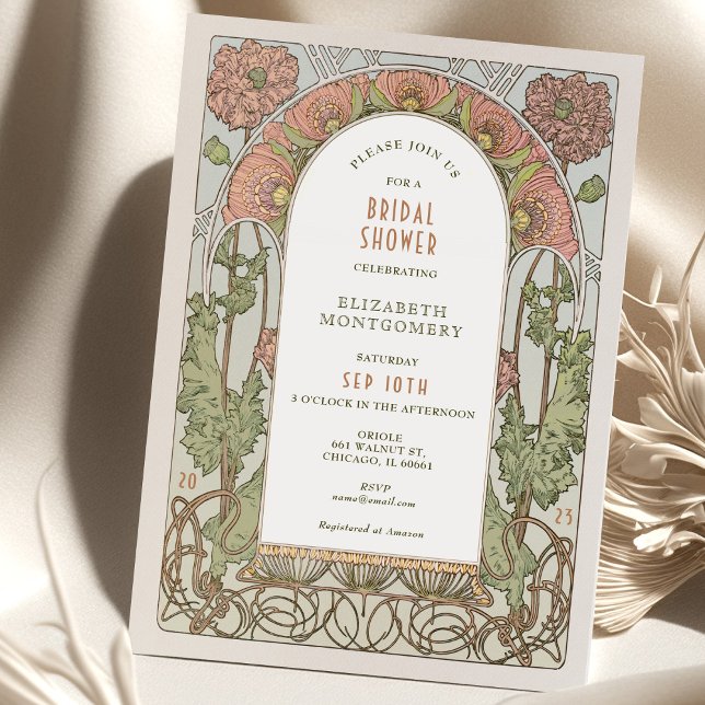 Vintage Bridal Shower Invitations Art Nouveau Deco (Creator Uploaded)