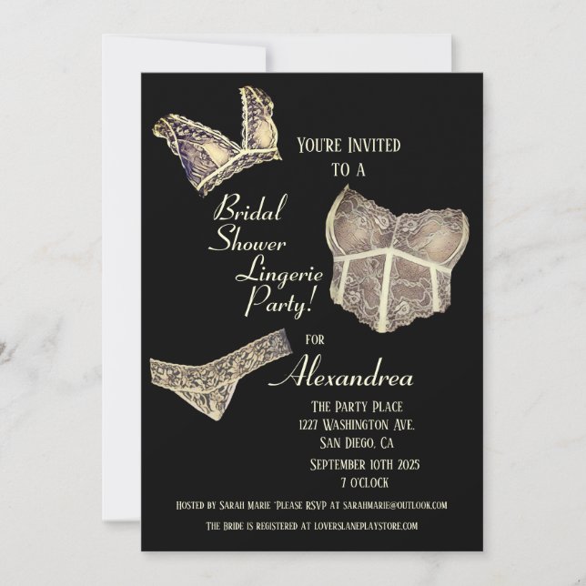 Vintage Bridal Shower Lingerie Party  Invitation (Front)