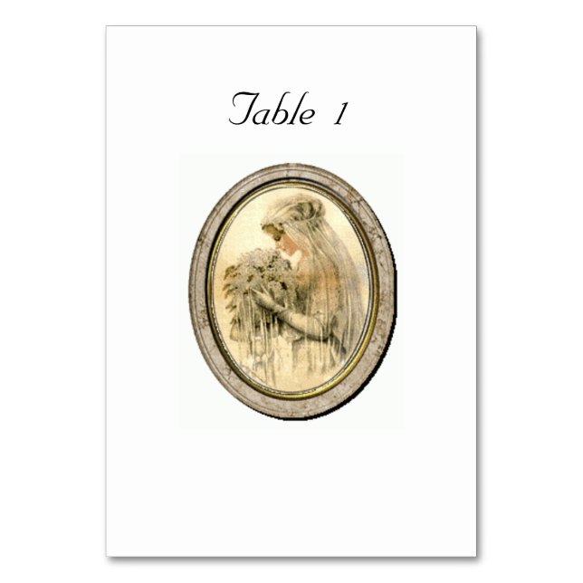 Vintage Bridal Shower Table Number Card (Front)