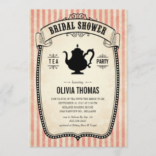 Vintage Bridal Shower Tea Party Invitations