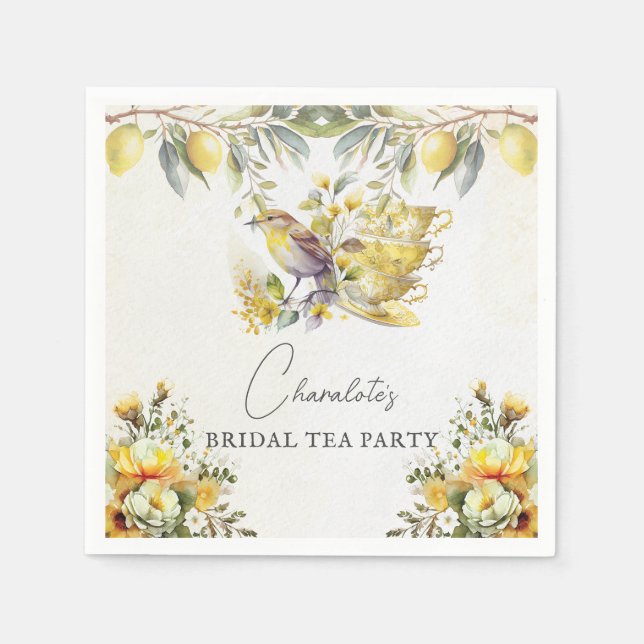 Vintage Bridal Tea Party Lemon  Napkin (Front)