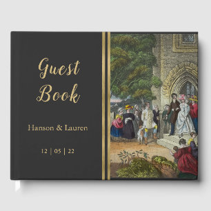 Vintage Bride and Groom Art Guest Book