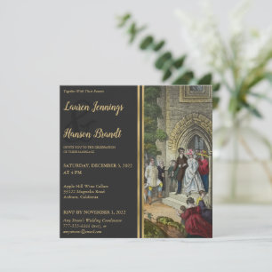 Vintage Bride and Groom Art Wedding Invitation