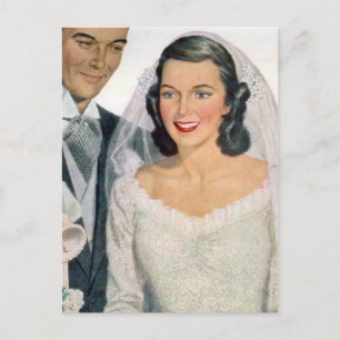 Vintage Bride and Groom Postcard