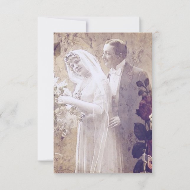 Vintage Bride and Groom Save The Date (Front)