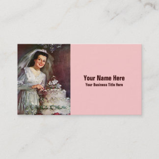 Vintage Bride and her Wedding Cake - 50's Business Card