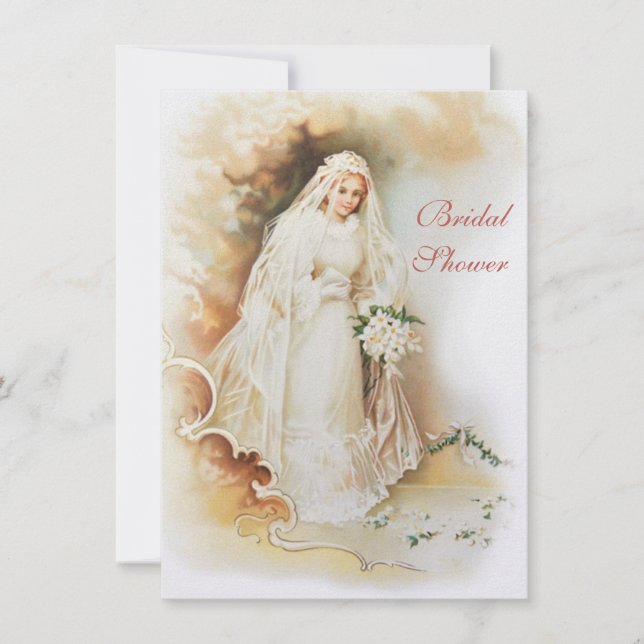 Vintage bride bridal shower invitation (Front)