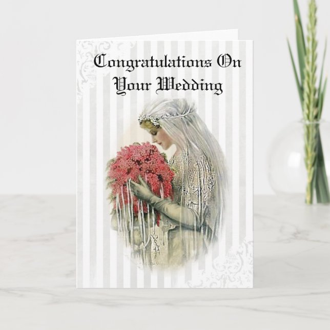 Vintage Bride Congratulations on Your Wedding Card (Front)