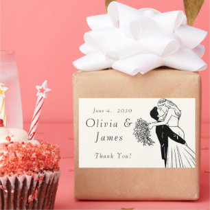 Vintage Bride Groom Illustration Wedding Sticker