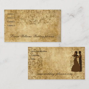 Vintage Bride Groom Parchment wedding planner Business Card