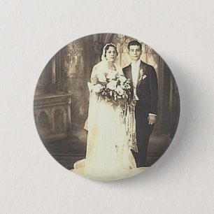 Vintage Bride & Groom Romantic Wedding Photography 6 Cm Round Badge
