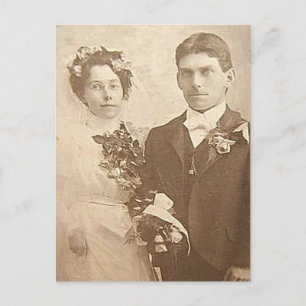 Vintage Bride & Groom Romantic Wedding Photography Postcard