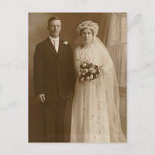Vintage Bride & Groom Romantic Wedding Photography Postcard