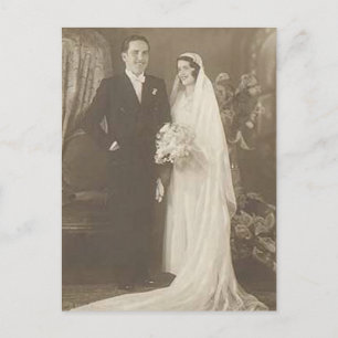 Vintage Bride & Groom Romantic Wedding Photography Postcard