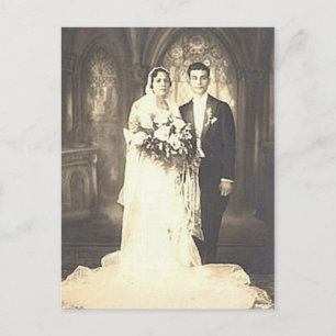 Vintage Bride & Groom Romantic Wedding Photography Postcard