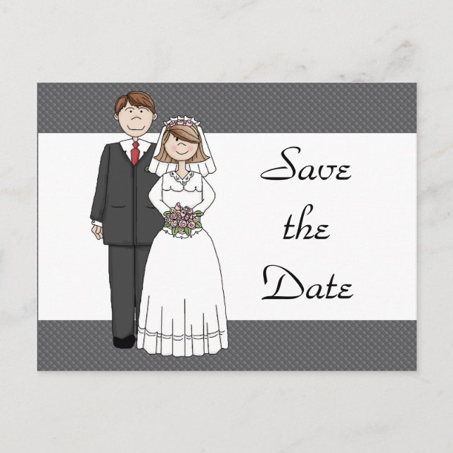 Vintage Bride & Groom Save the Date Announcement Postcard (Front)