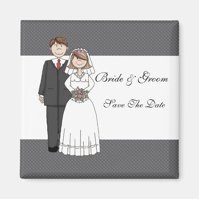 Vintage Bride & Groom Save The Date Magnet (Front)