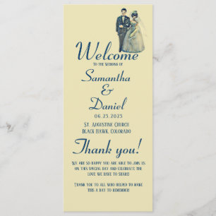 Vintage Bride Groom Wedding Ceremony Programme