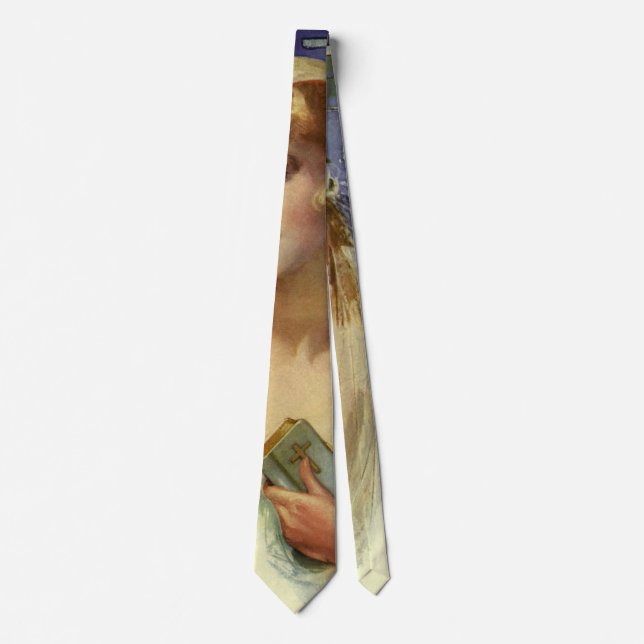 Vintage Bride holding a Bible, Religious Wedding Tie (Front)