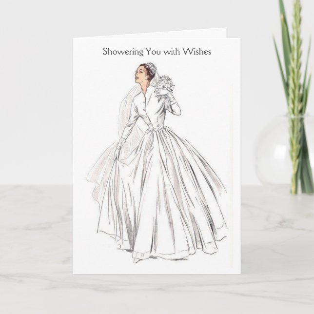 Vintage Bride - Showering You with Wishes, Card (Front)
