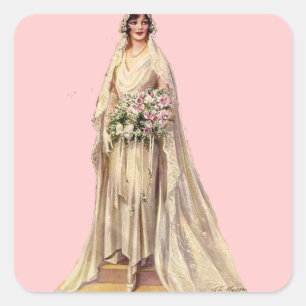 Vintage Bride Square Sticker