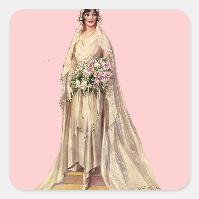 Vintage Bride Square Sticker (Front)