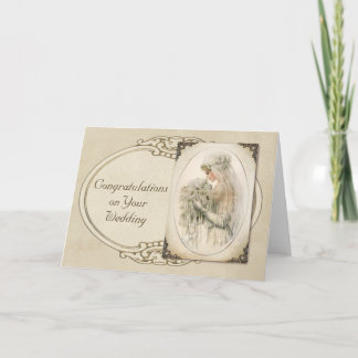 Vintage Bride Wedding Congratulations Card
