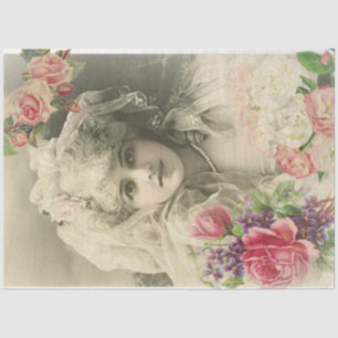 Vintage Bride With Roses Tissue Paper