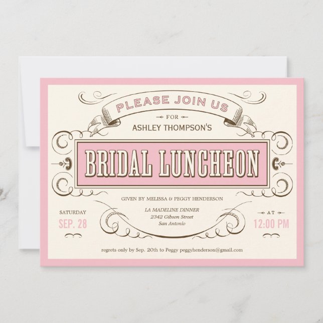 Vintage Bridesmaid Luncheon Invitations (Front)