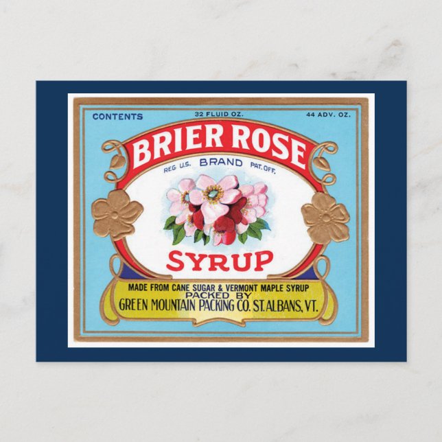 Vintage Brier Rose Maple Syrup Crate Label Postcard (Front)
