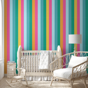 Vintage bright Colorful Striped Pattern  Wallpaper