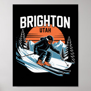 Vintage Brighton Utah Skiing Winter Sport Retro Su Poster