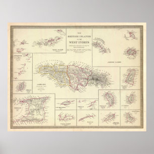 Vintage British Caribbean Islands Map (1835) Poster