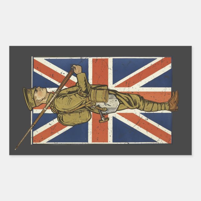 Vintage British Flag Soldier Rectangular Sticker (Front)