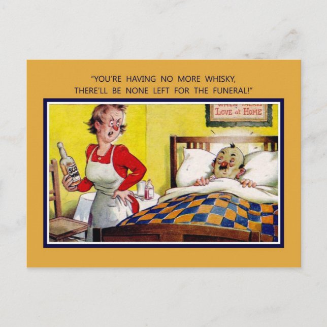 Vintage British humour, no more whisky Postcard (Front)