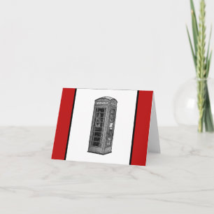 Vintage British Phone Booth Illustration UK Travel Card