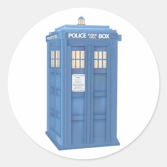 Vintage British Police Callbox Classic Round Sticker (Front)