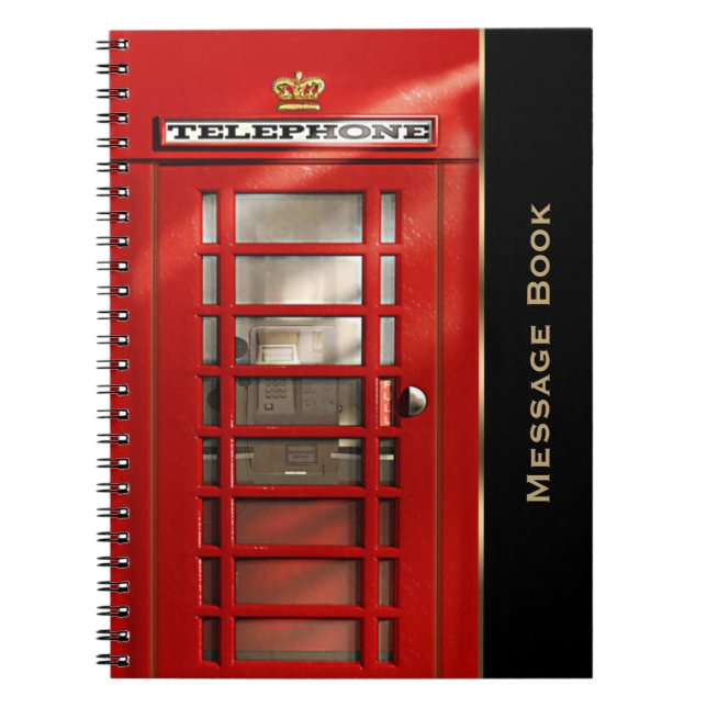 Vintage British Red Telephone Box Personalised Notebook (Front)