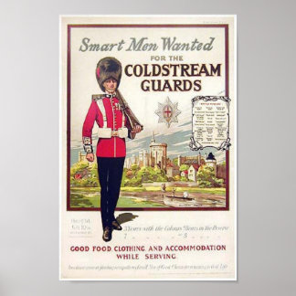 VIntage British Smart Men Wanted For the Coldstrea Poster