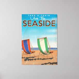 Vintage British Travel Seaside poster. Canvas Print