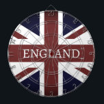 Vintage British Union Jack flag custom dartboard<br><div class="desc">Vintage British Union Jack flag custom dartboard. Patriotic design with faded UK flag of United Kingdom,  Great Britain,  England.</div>